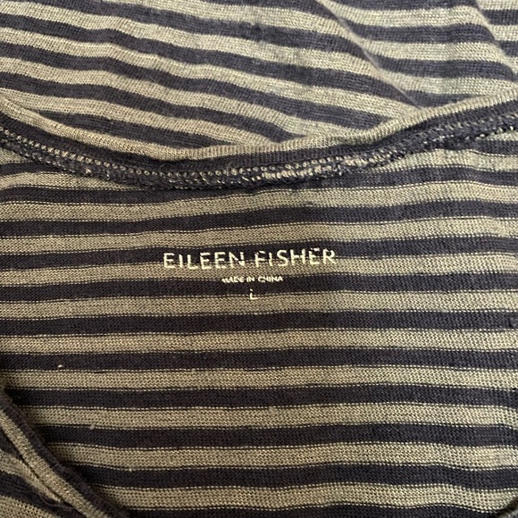 Eileen Fisher 100% Linen Sleeveless Tank Maxi Dress, Size Large, Blue Stripe. - Picture 5 of 9
